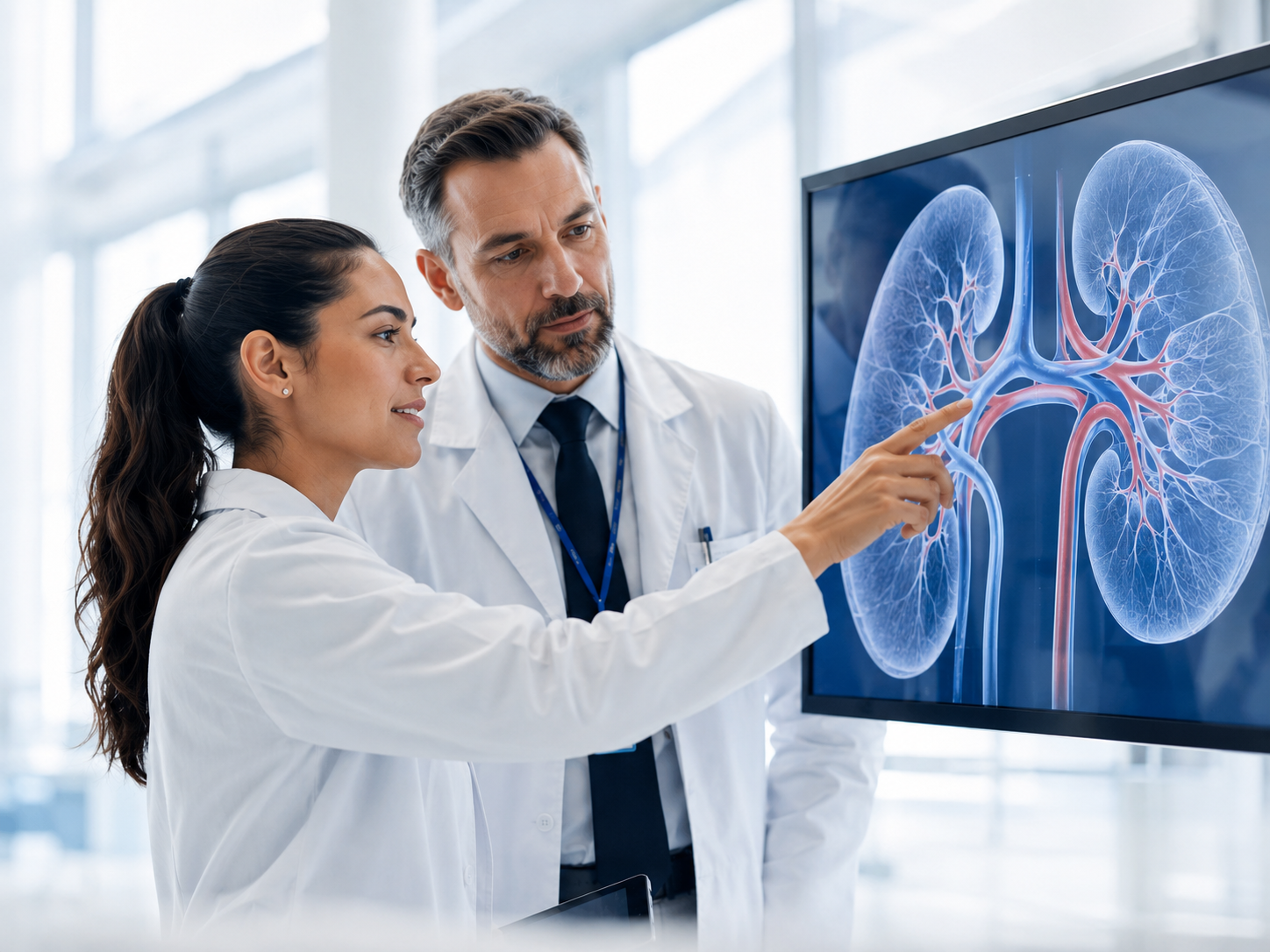 Especialistas revisando anatomia renal
